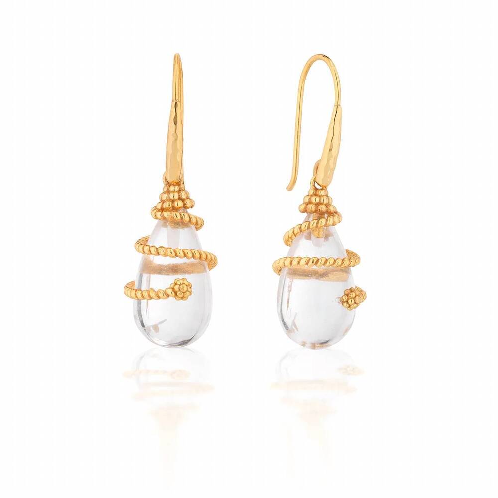 NEW CAPUCINE DE WULF women's lily drop earrings in clear quartz